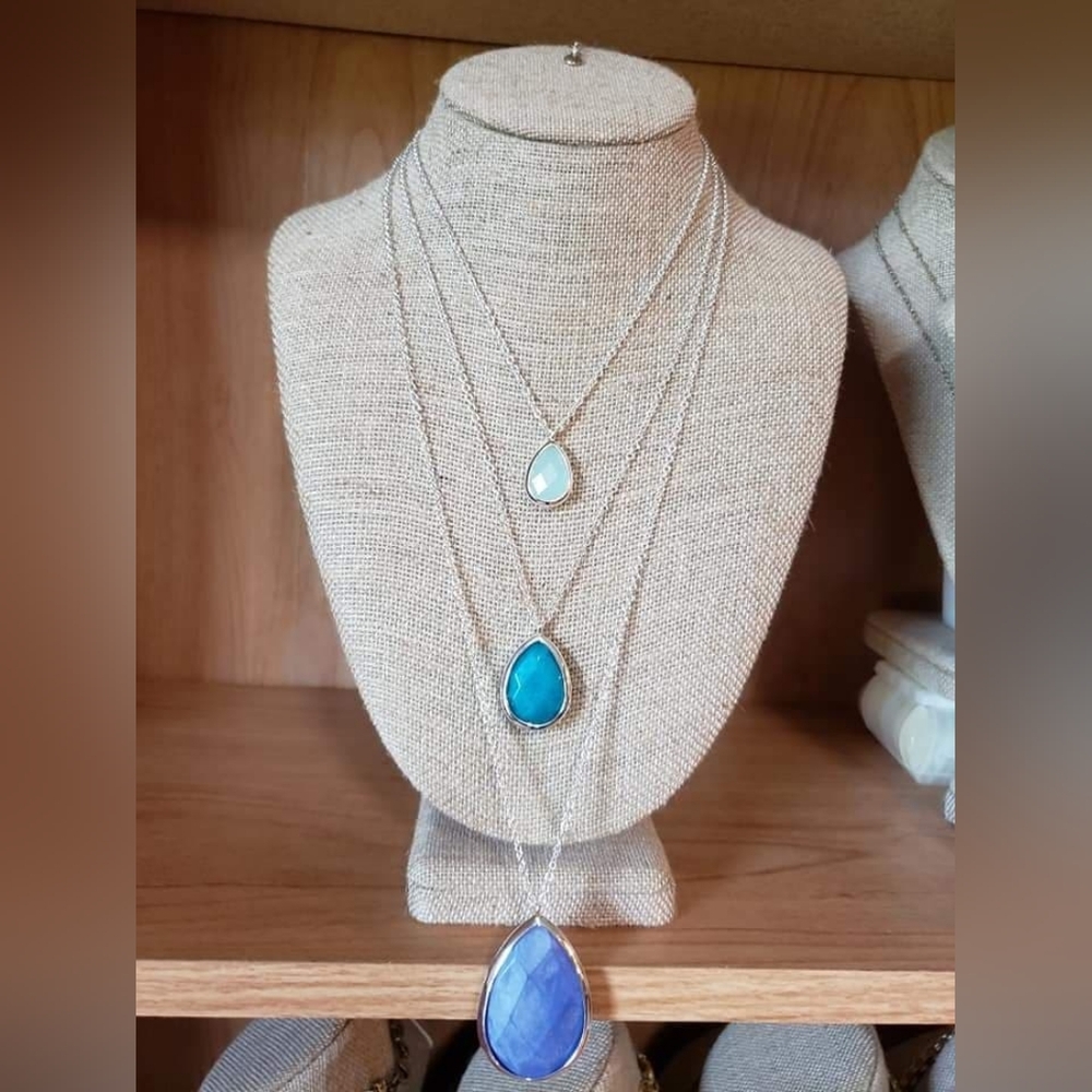 Chloe + Isabel Silver Necklace with Blue Pendants